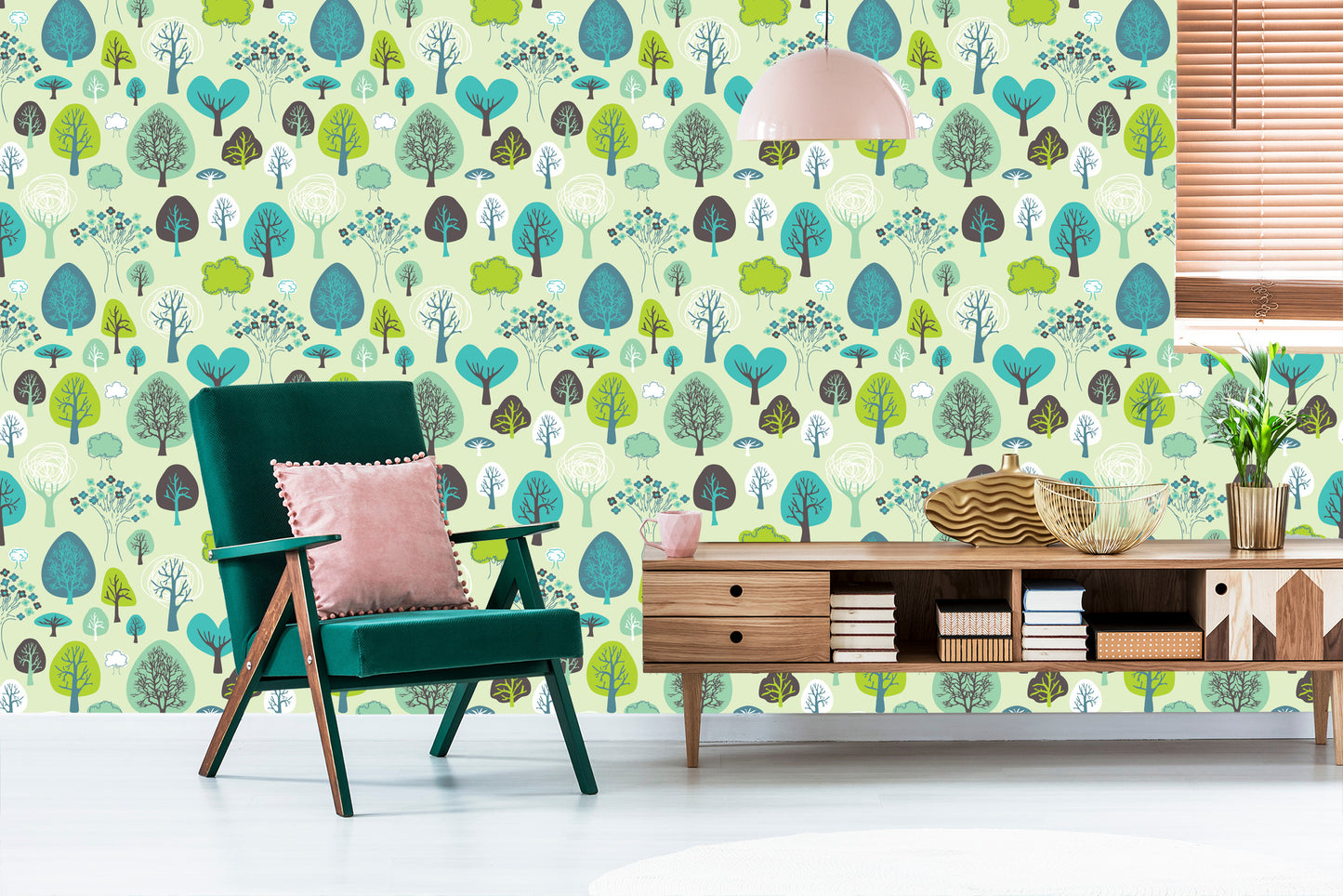 Wallpaper Green Plants Tree Children's Room