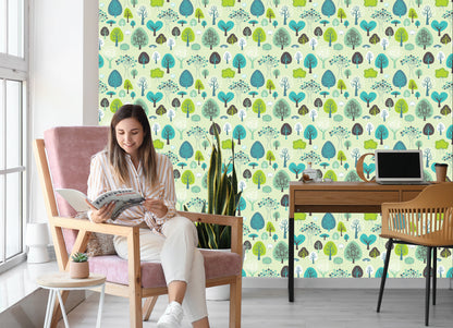 Wallpaper Green Plants Tree Children's Room