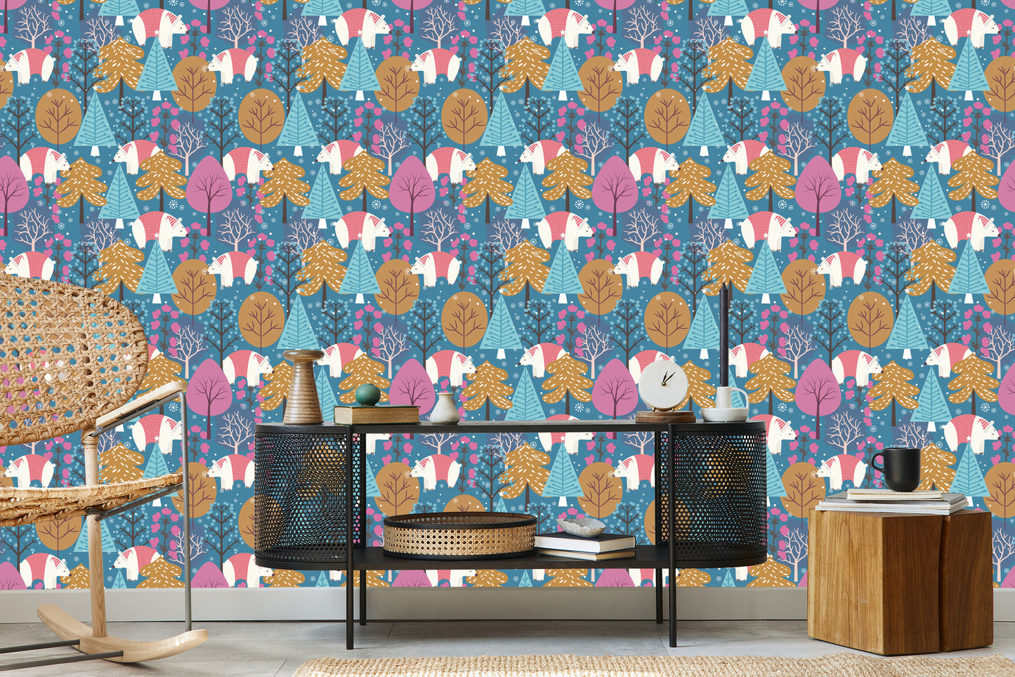 Wallpaper Colorful Tree Plants Children's Room