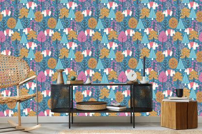 Wallpaper Colorful Tree Plants Children's Room