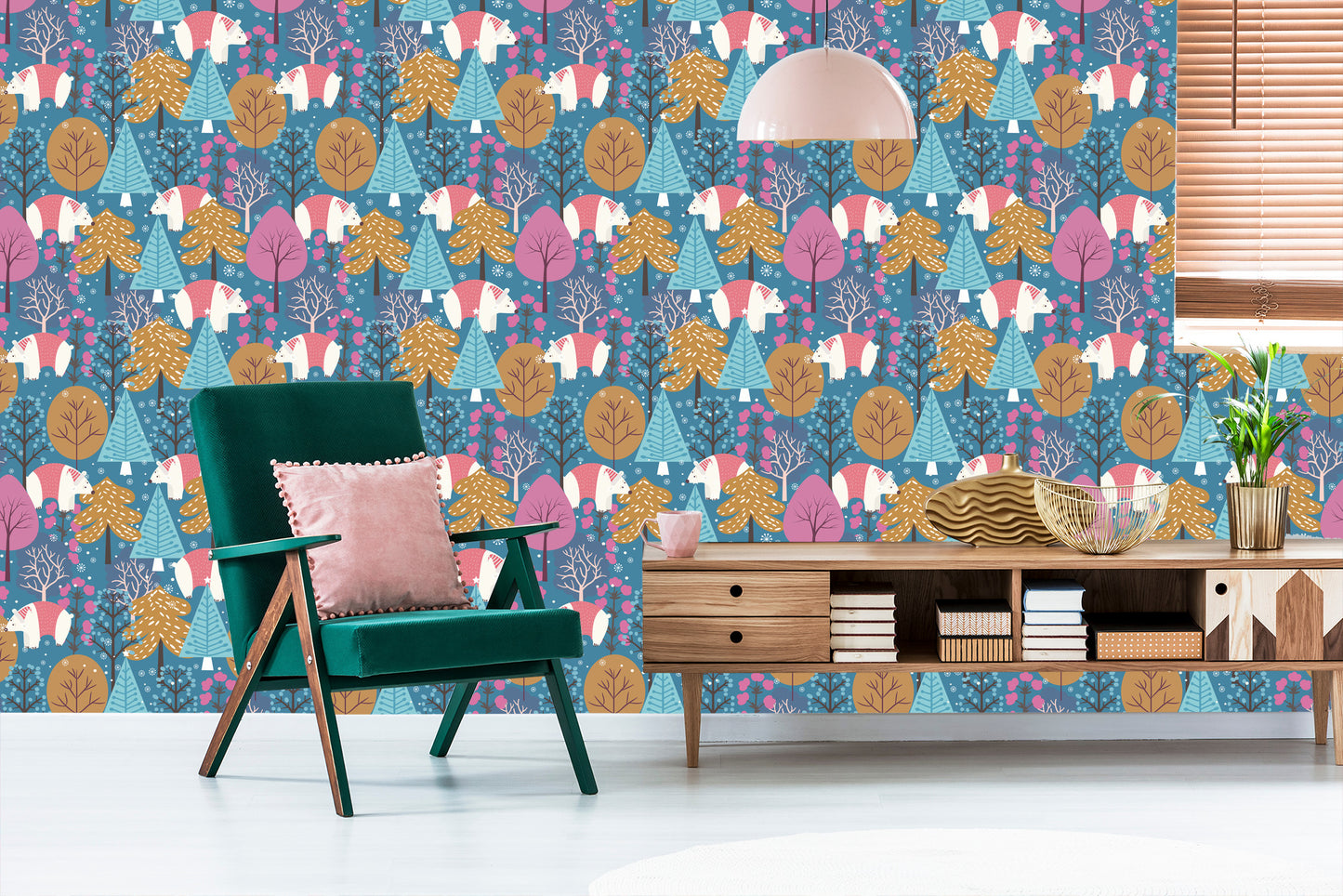 Wallpaper Colorful Tree Plants Children's Room