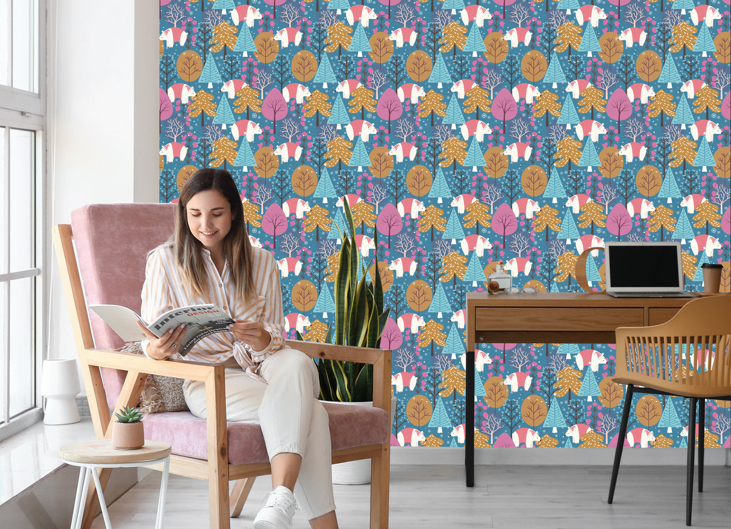 Wallpaper Colorful Tree Plants Children's Room