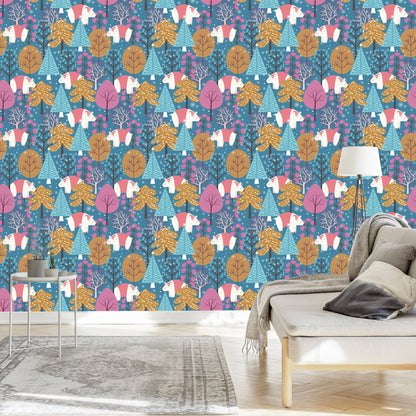 Wallpaper Colorful Tree Plants Children's Room