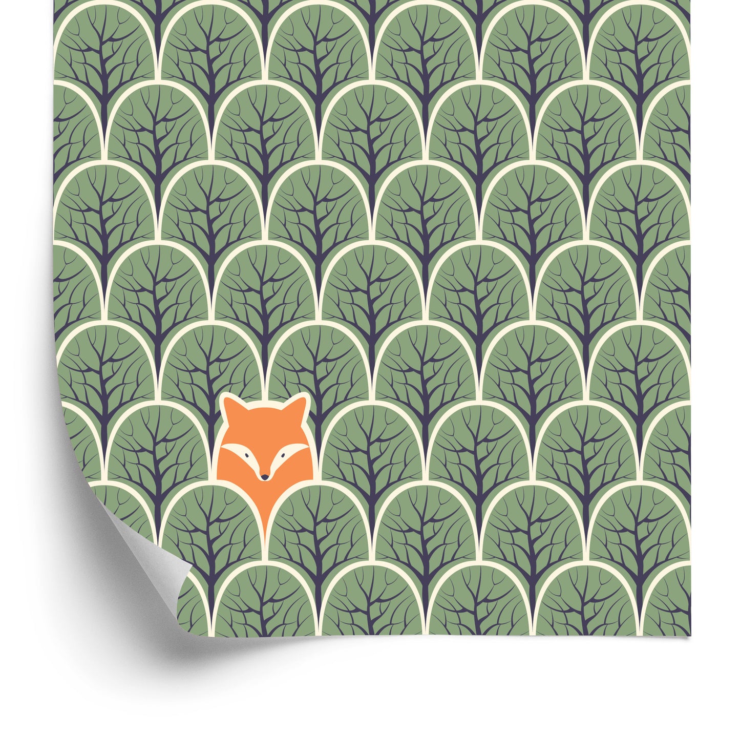 Wallpaper Trees. Branches. Green Children's Room