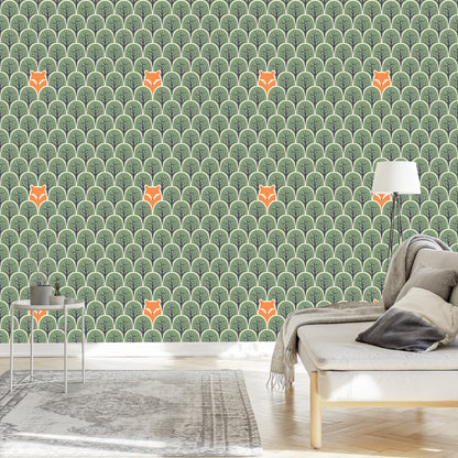 Wallpaper Trees. Branches. Green Children's Room