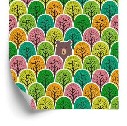 Wallpaper Colorful Forest Trees For A Child's Room