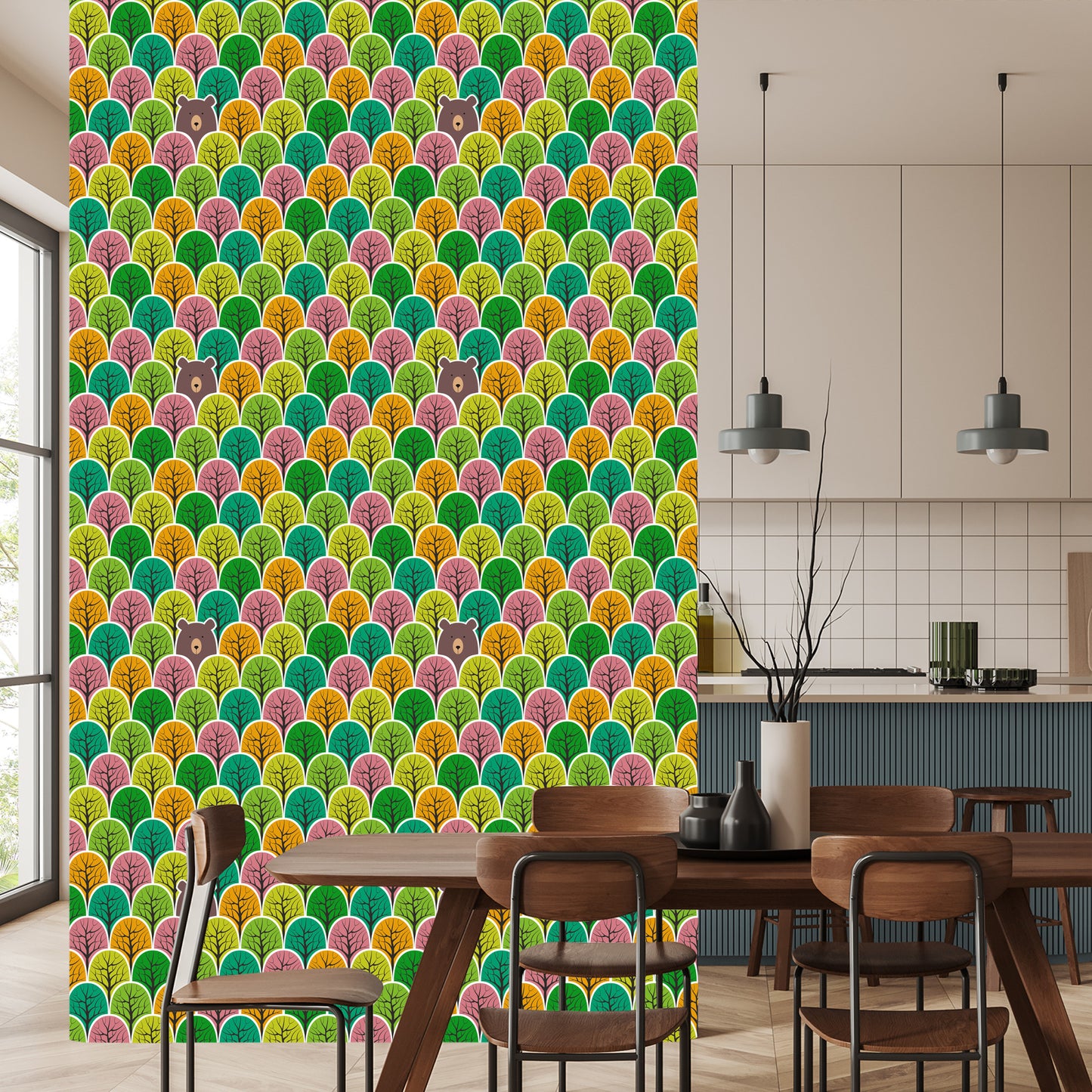 Wallpaper Colorful Forest Trees For A Child's Room