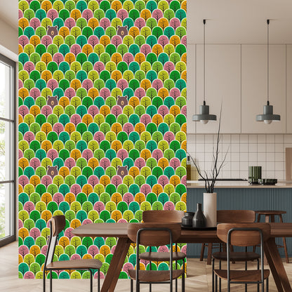 Wallpaper Colorful Forest Trees For A Child's Room