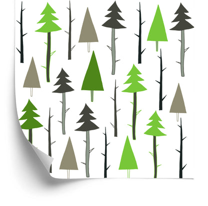 Wallpaper Forest. Green. Branches. Children's Room