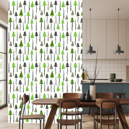 Wallpaper Forest. Green. Branches. Children's Room