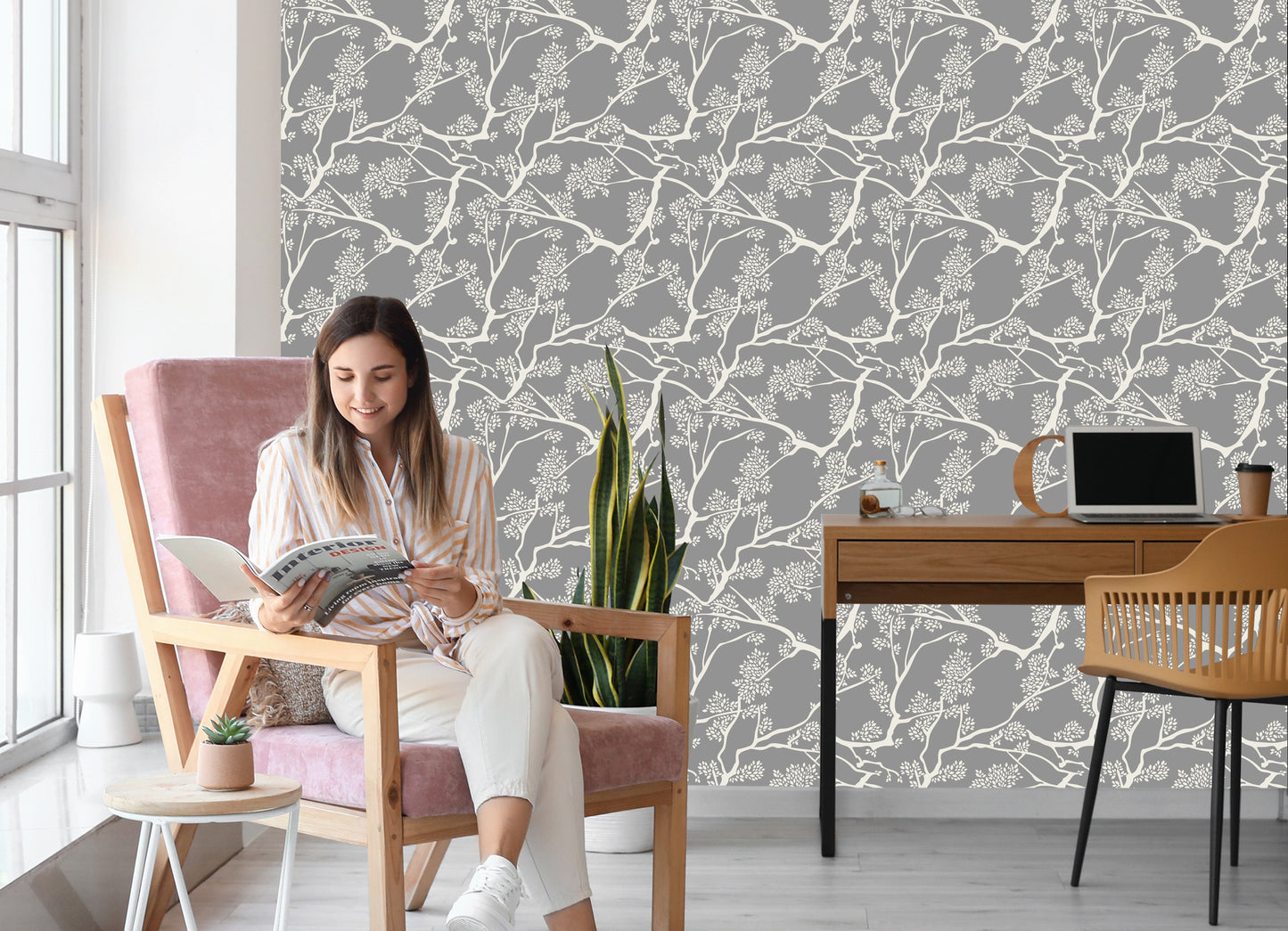Wallpaper Tree Leaves Branches For Salon Office