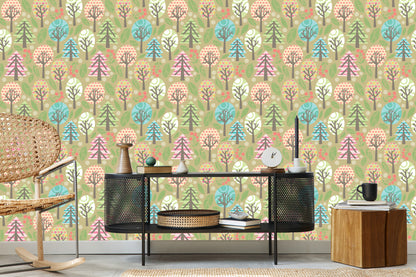 Wallpaper Green Colorful Plants Children's Room