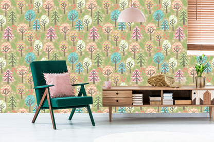 Wallpaper Green Colorful Plants Children's Room