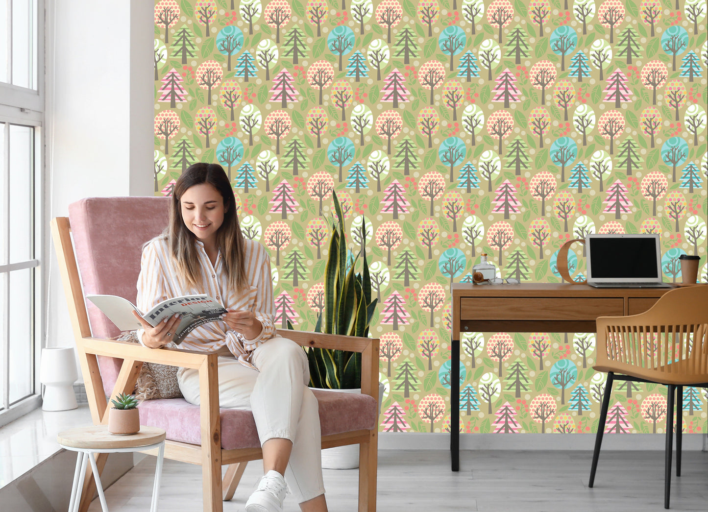 Wallpaper Green Colorful Plants Children's Room