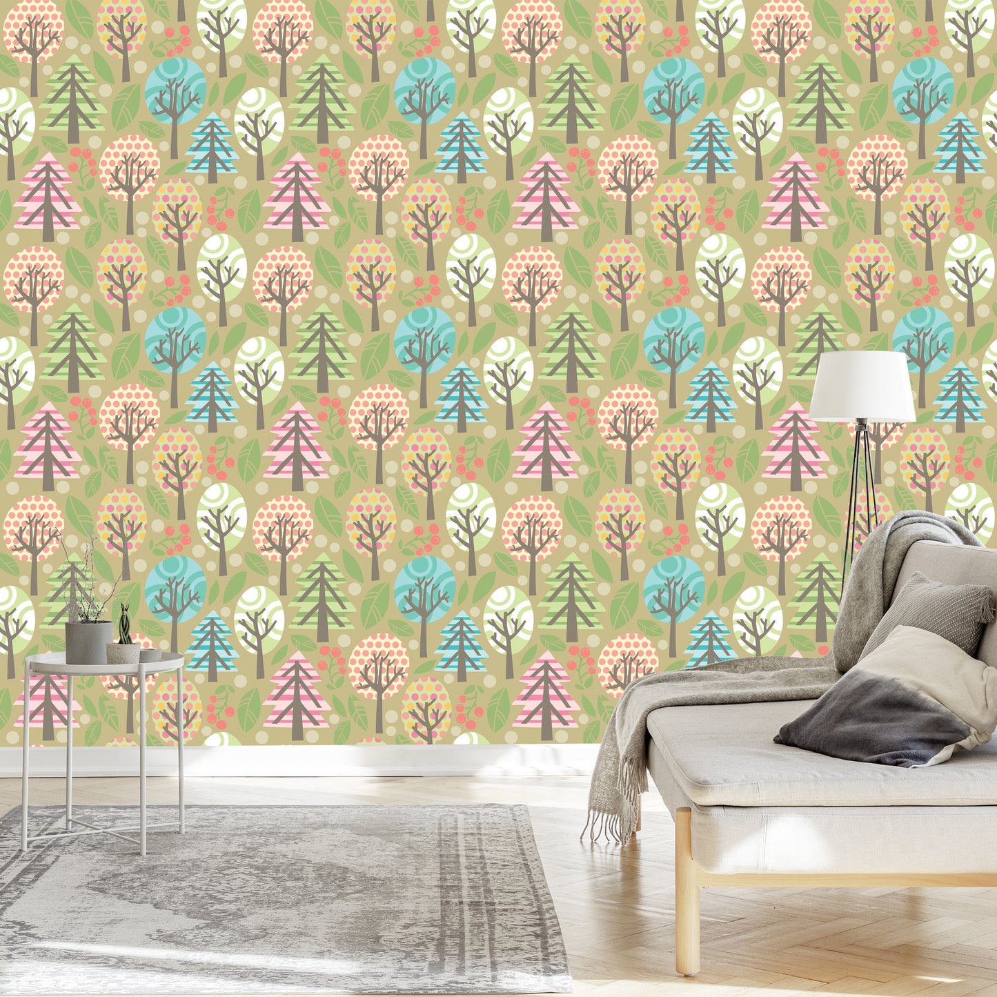 Wallpaper Green Colorful Plants Children's Room