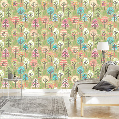 Wallpaper Green Colorful Plants Children's Room