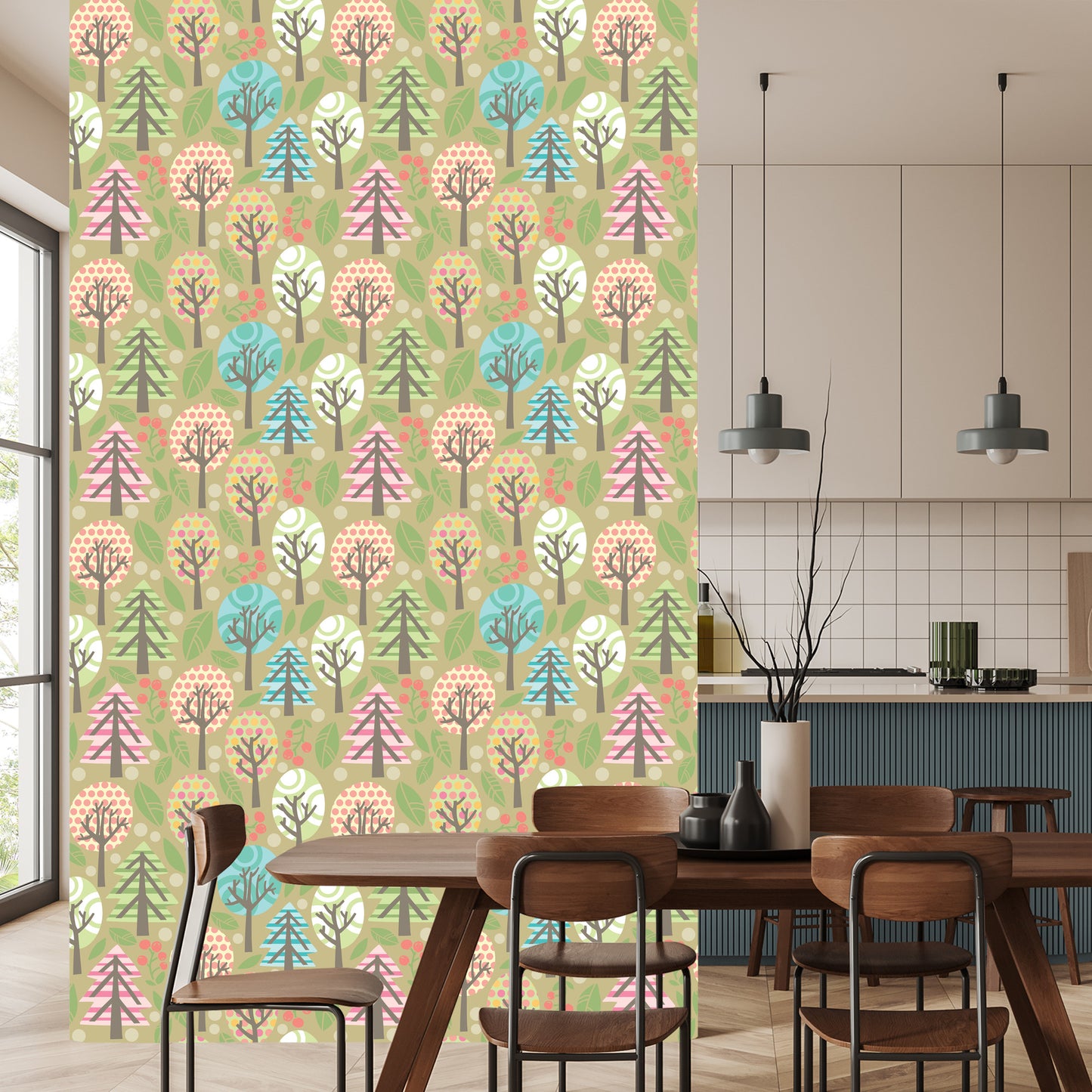 Wallpaper Green Colorful Plants Children's Room