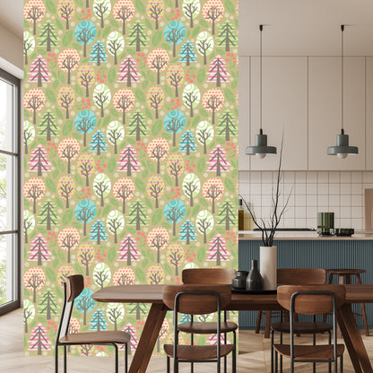 Wallpaper Green Colorful Plants Children's Room