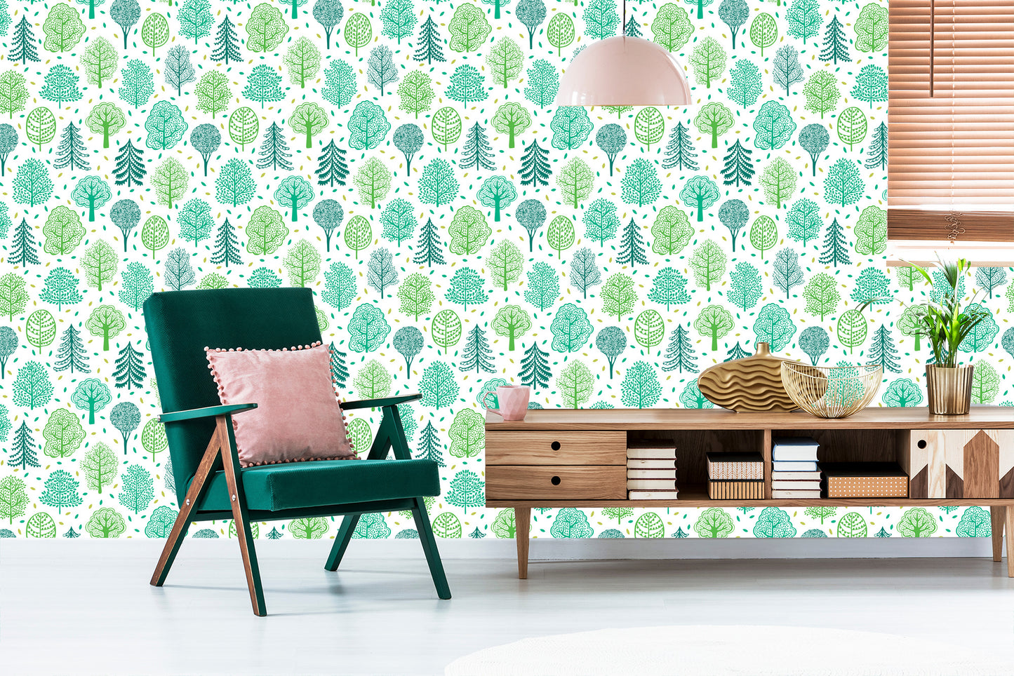 Wallpaper Nature Green Trees Forest Children's Room