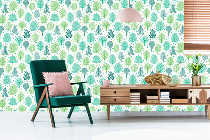 Wallpaper Nature Green Trees Forest Children's Room