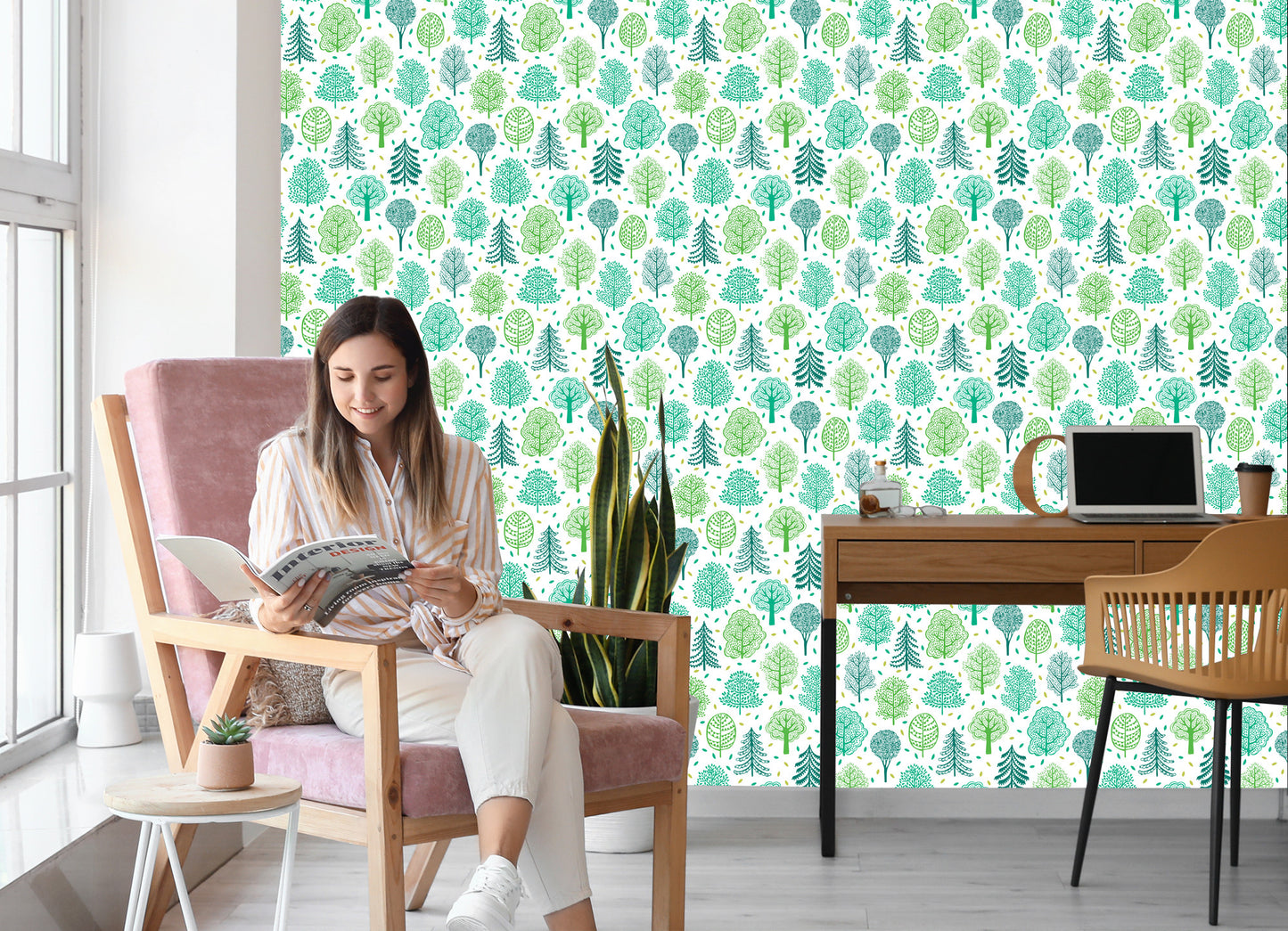 Wallpaper Nature Green Trees Forest Children's Room