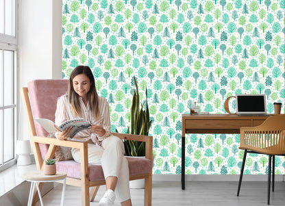 Wallpaper Nature Green Trees Forest Children's Room