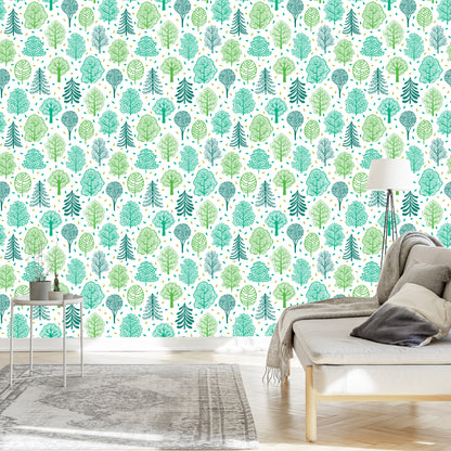 Wallpaper Nature Green Trees Forest Children's Room