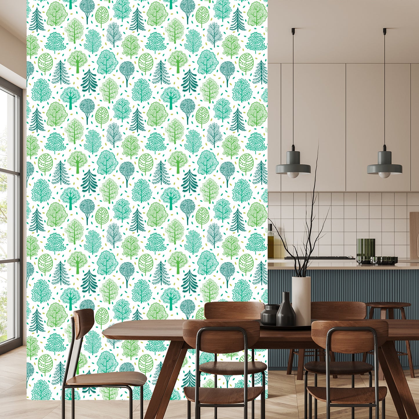 Wallpaper Nature Green Trees Forest Children's Room