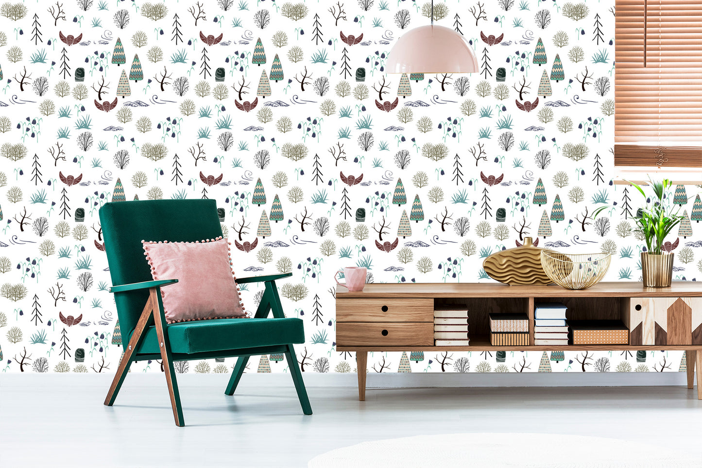 Wallpaper Trees, Plants, Birds, Forest, Children's Room