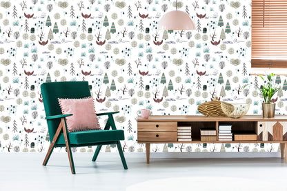 Wallpaper Trees, Plants, Birds, Forest, Children's Room