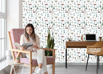 Wallpaper Trees, Plants, Birds, Forest, Children's Room