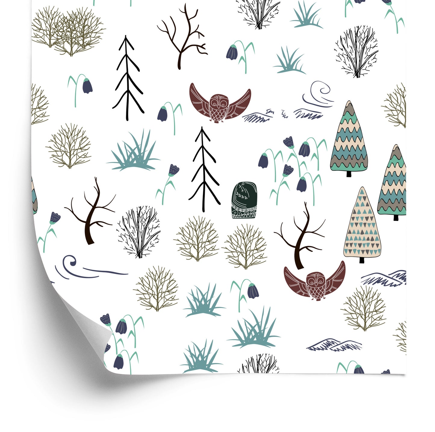 Wallpaper Trees, Plants, Birds, Forest, Children's Room