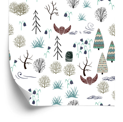 Wallpaper Trees, Plants, Birds, Forest, Children's Room