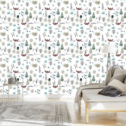 Wallpaper Trees, Plants, Birds, Forest, Children's Room