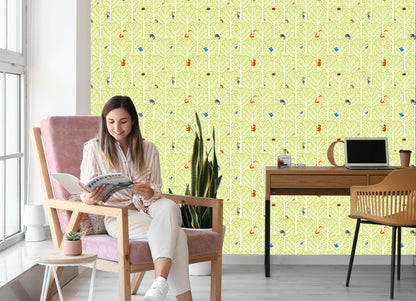 Wallpaper Colorful Animals In A Tree Children's Room