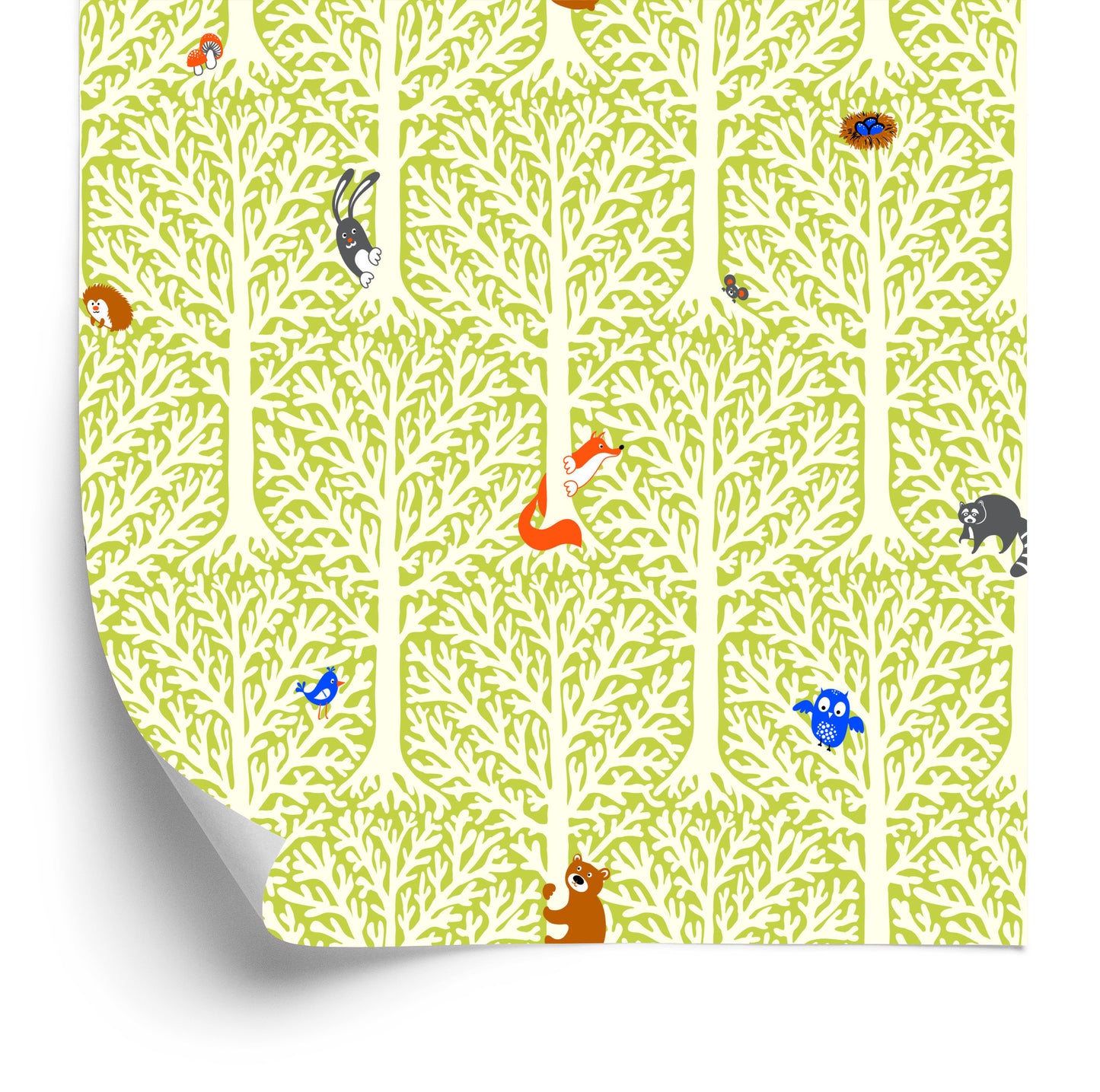 Wallpaper Colorful Animals In A Tree Children's Room