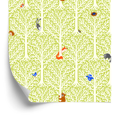 Wallpaper Colorful Animals In A Tree Children's Room