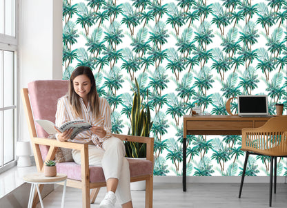 Wallpaper Nature Palm Tree Leaves Living Room Bedroom