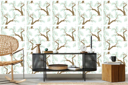 Wallpaper Green Tree Leaves For Living Room Bedroom