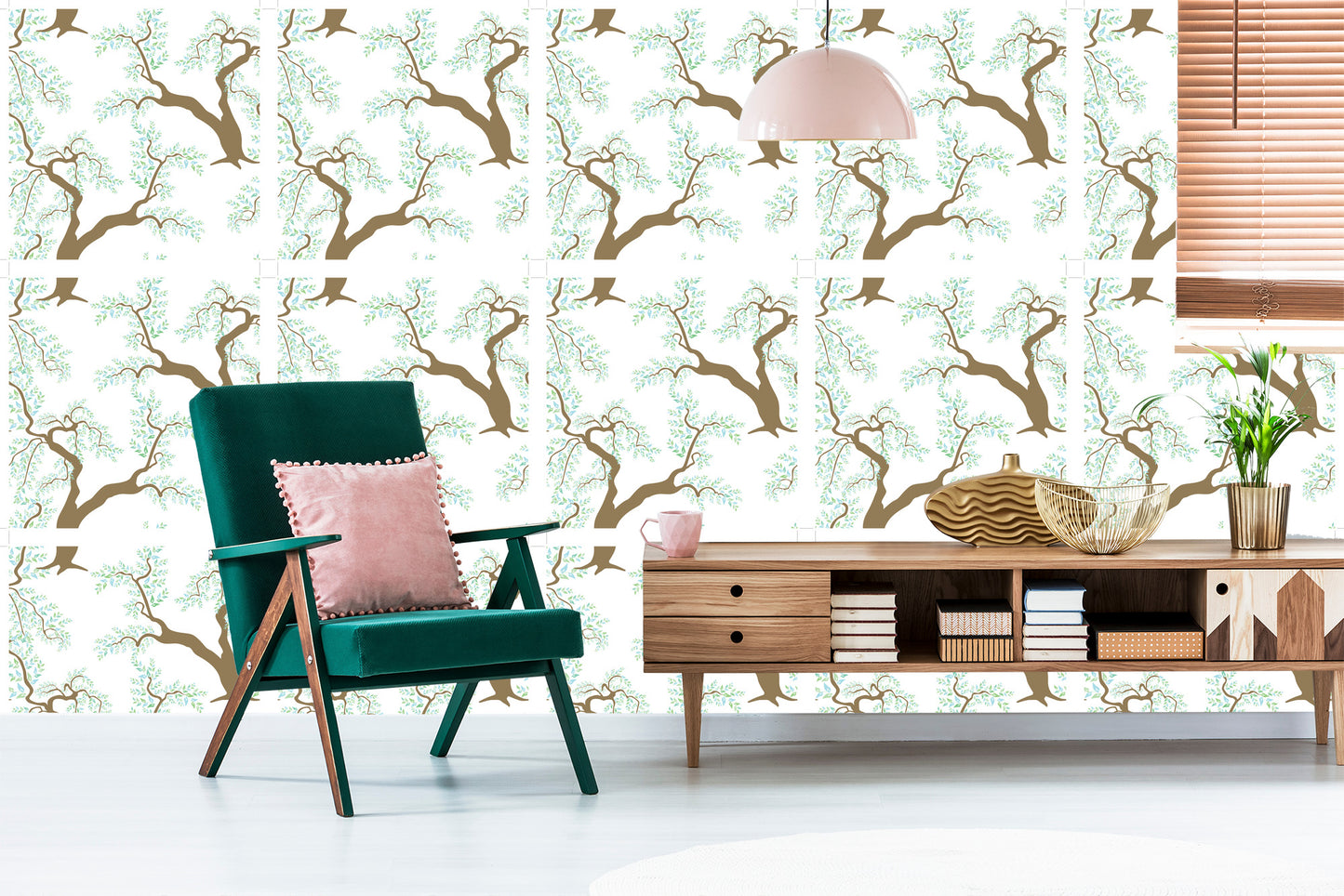 Wallpaper Green Tree Leaves For Living Room Bedroom