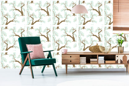 Wallpaper Green Tree Leaves For Living Room Bedroom