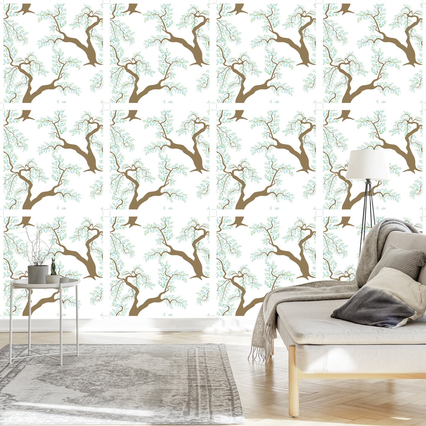 Wallpaper Green Tree Leaves For Living Room Bedroom
