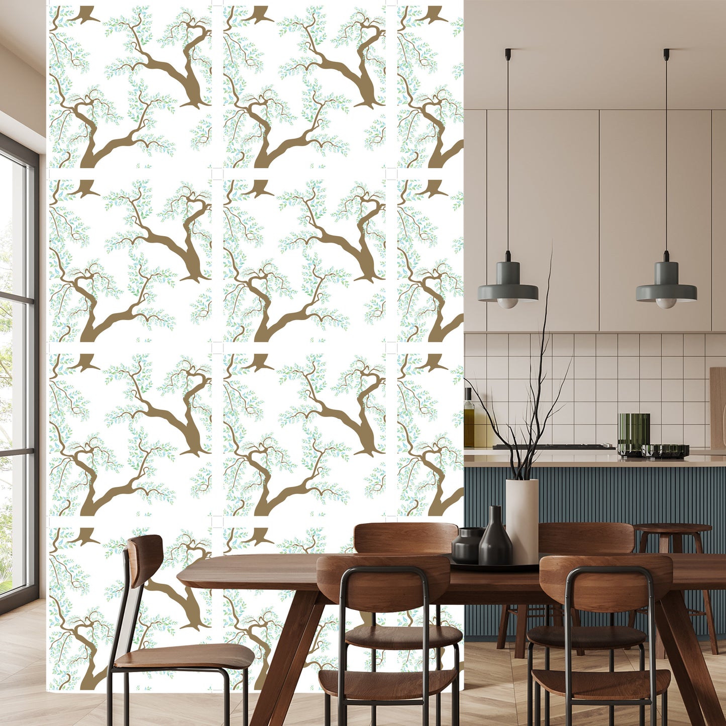Wallpaper Green Tree Leaves For Living Room Bedroom