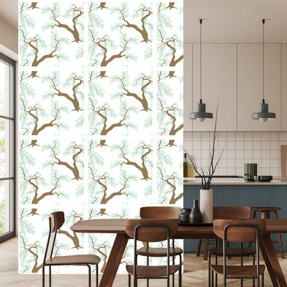 Wallpaper Green Tree Leaves For Living Room Bedroom