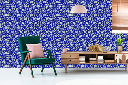 Wallpaper Expressive Floral Pattern In Retro Style
