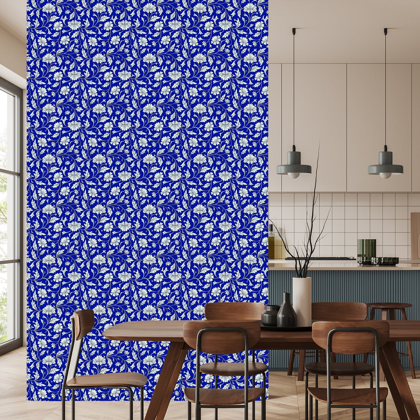 Wallpaper Expressive Floral Pattern In Retro Style