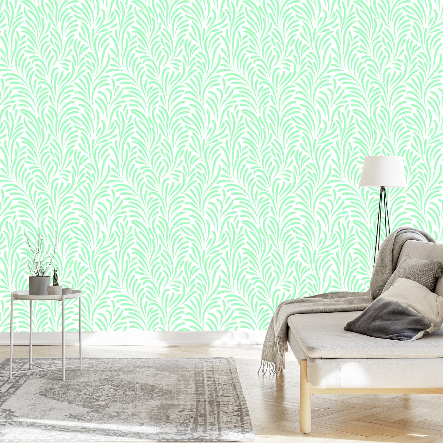 Wallpaper Delicate Leaves In Retro Style