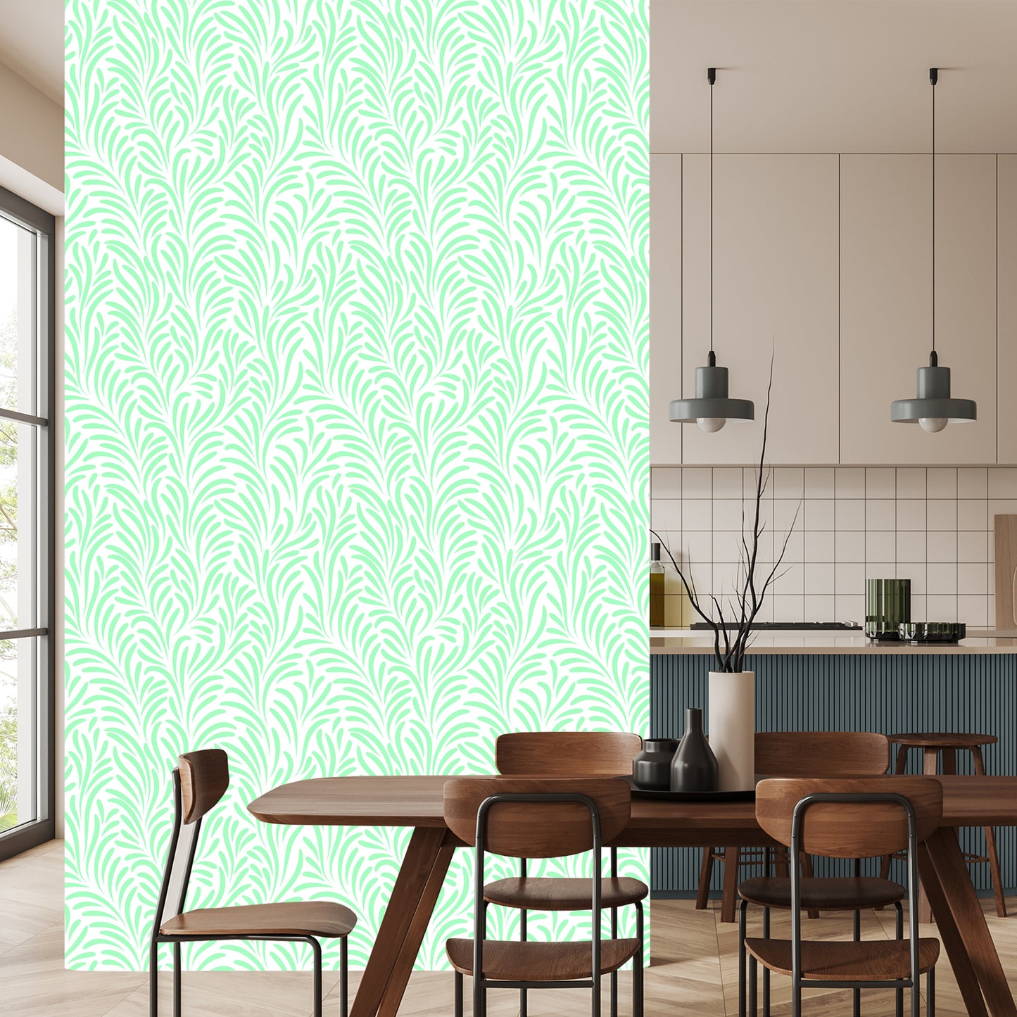 Wallpaper Delicate Leaves In Retro Style