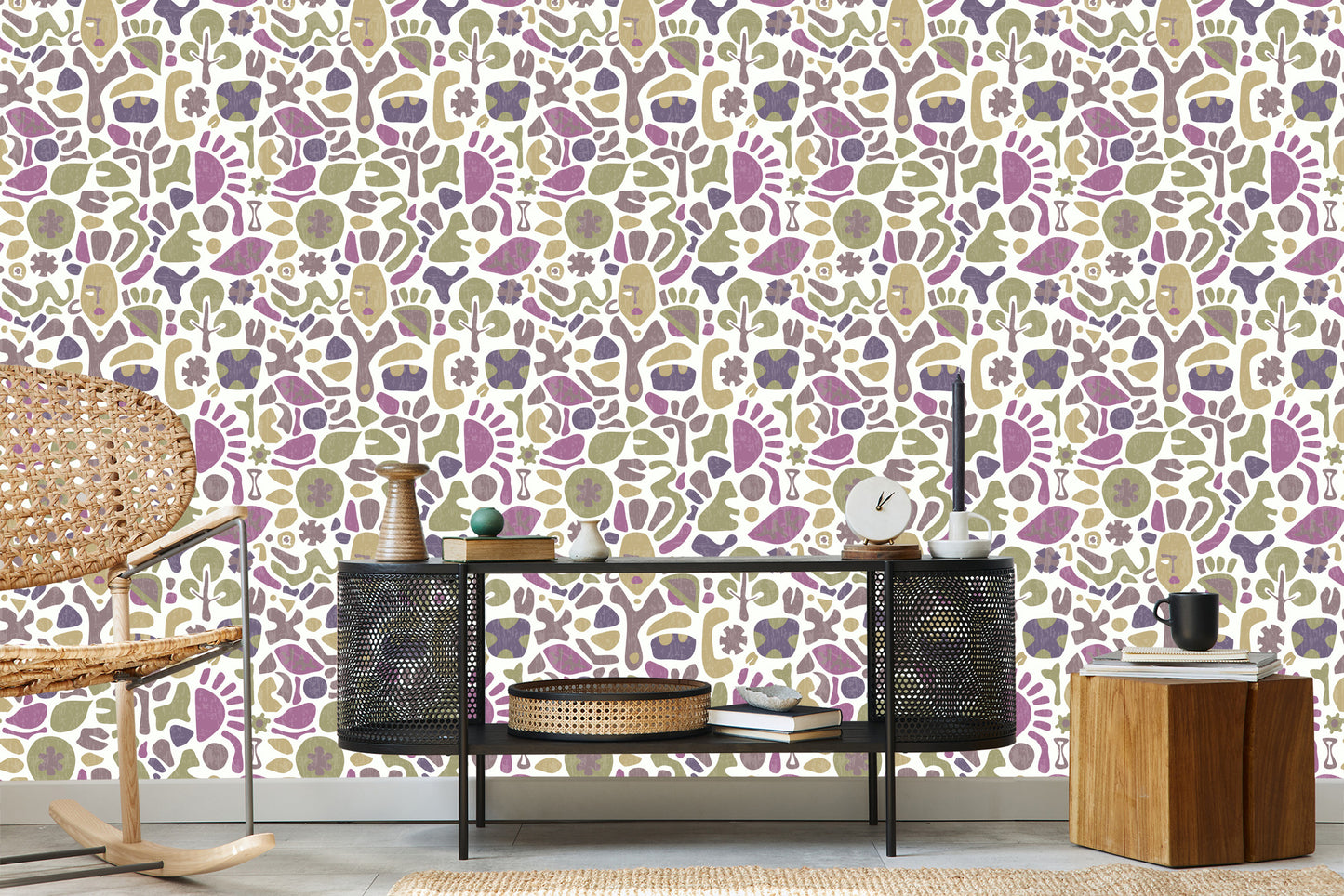 Wallpaper Ethnic Patterns In Retro Style