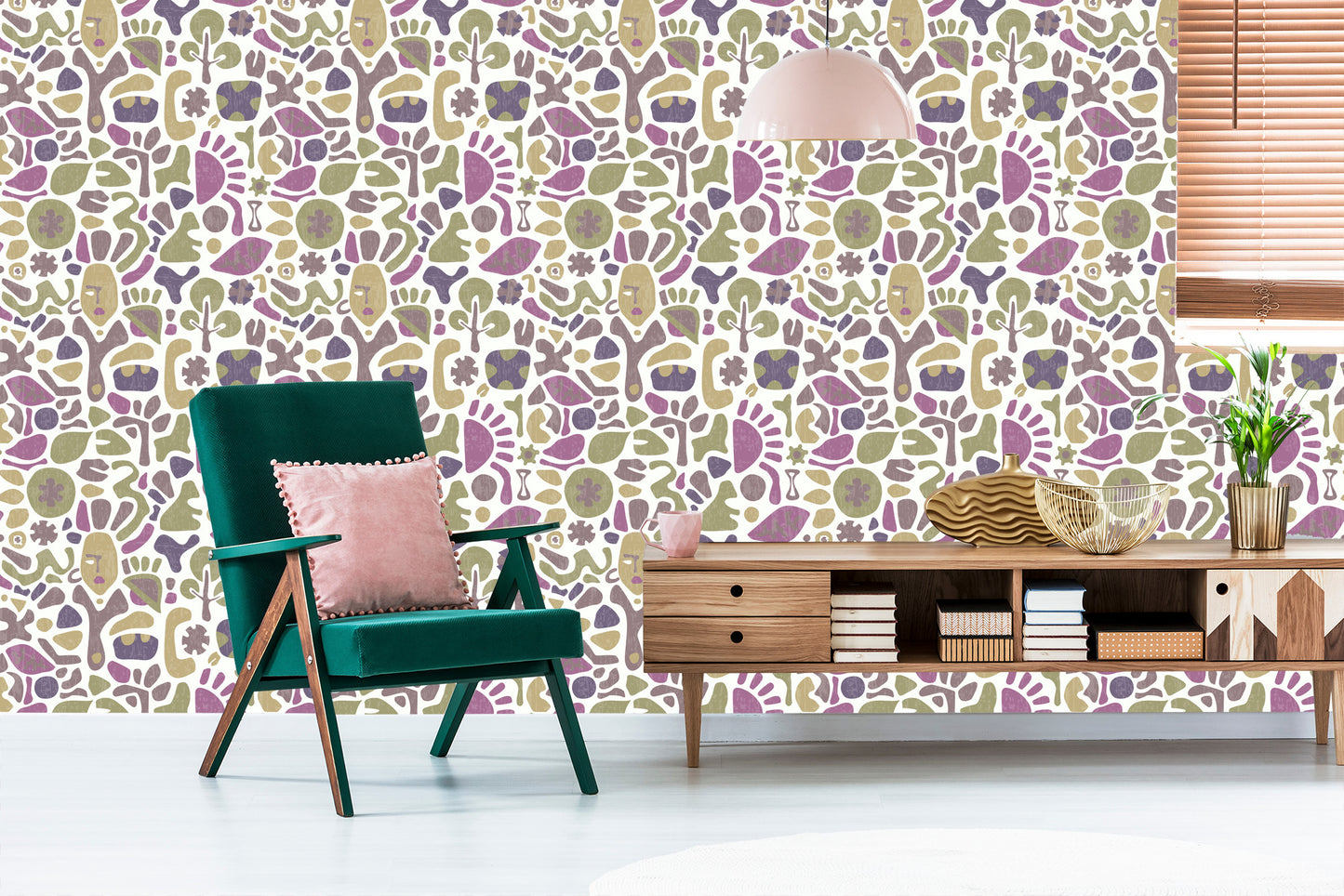 Wallpaper Ethnic Patterns In Retro Style